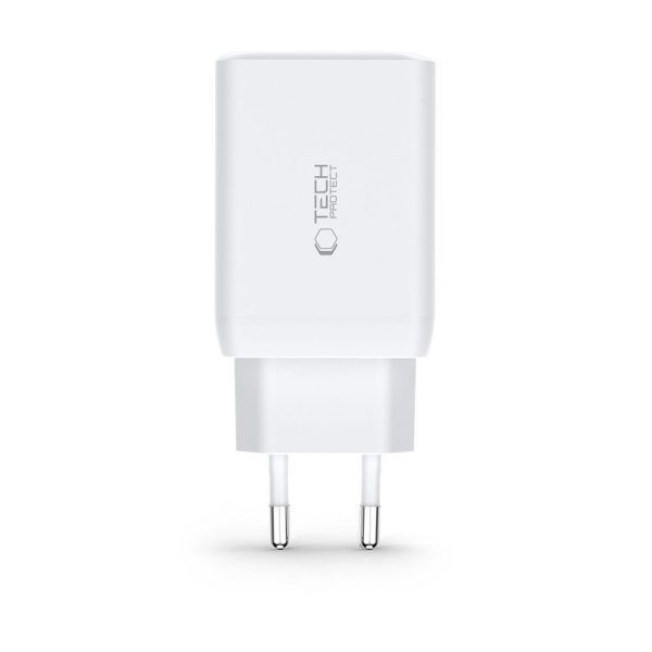 USB-C USB-A C65W PD 65W QC sienas lādētājs - balts