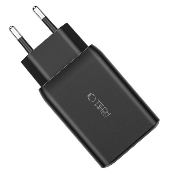 USB-C USB-A C65W PD 65W QC sienas lādētājs - balts
