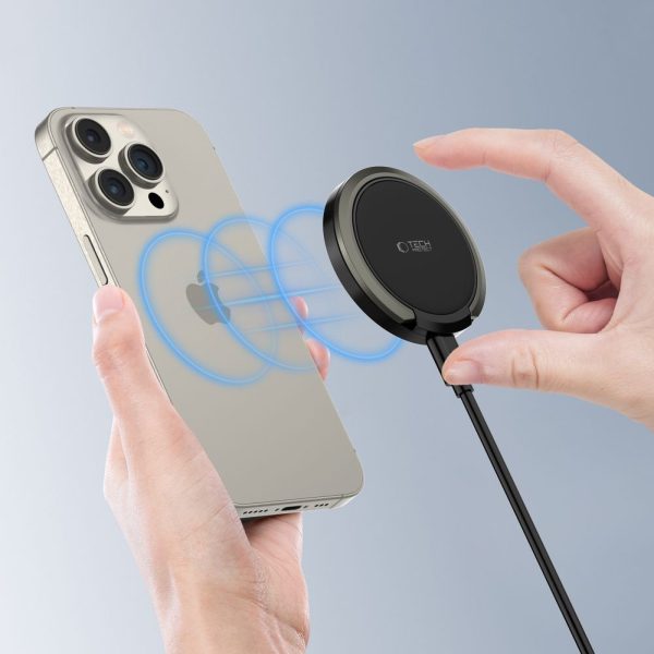 Induktīvā lādētāja statīvs, USB-A - USB-C MagSafe kabelis - melns