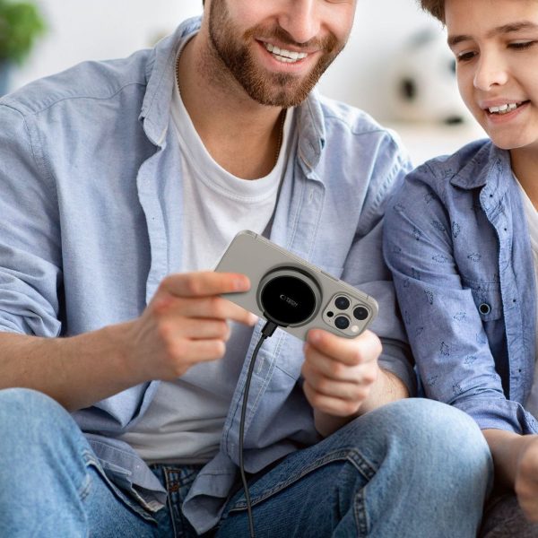 Induktīvā lādētāja statīvs, USB-A - USB-C MagSafe kabelis - melns