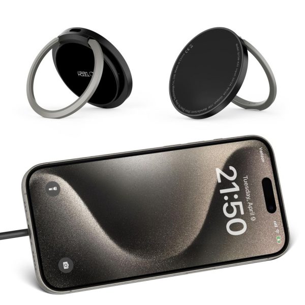 Induktīvā lādētāja statīvs, USB-A - USB-C MagSafe kabelis - melns