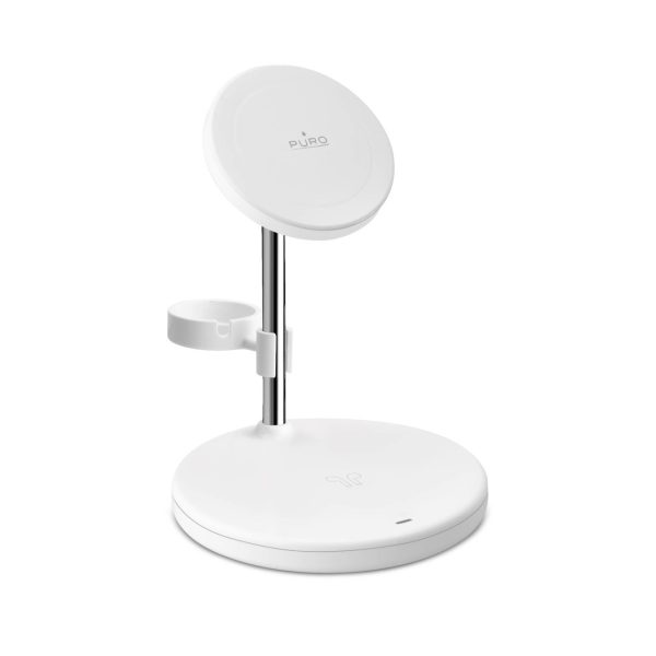 3-in-1 bezvadu lādētājs ar statīvu iPhone AirPods USB-A - balts