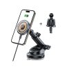 Automašīnas turētājs ar induktīvu viedtālruņa lādētāju uz grila vai paneļa 15W - melns