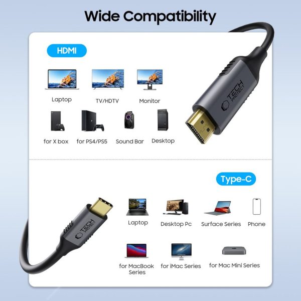 USB-C - HDMI UltraBoost 60Hz kabelis 180 cm - melns