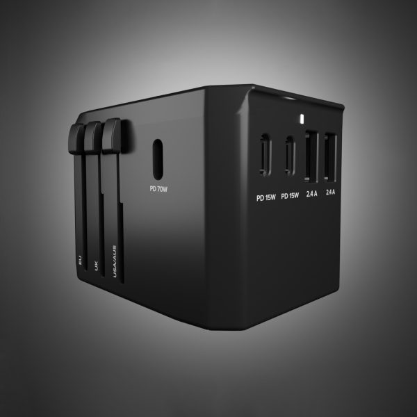 1032849-7-adapter-przejsciowka-do-gniazdek-eu-uk-us-aus-sbs-hurtownia-dropshipping.jpg Ceļojuma adapteris ES Apvienotā Karaliste ASV Austrālija USB-C USB-A GaN 70W - melns