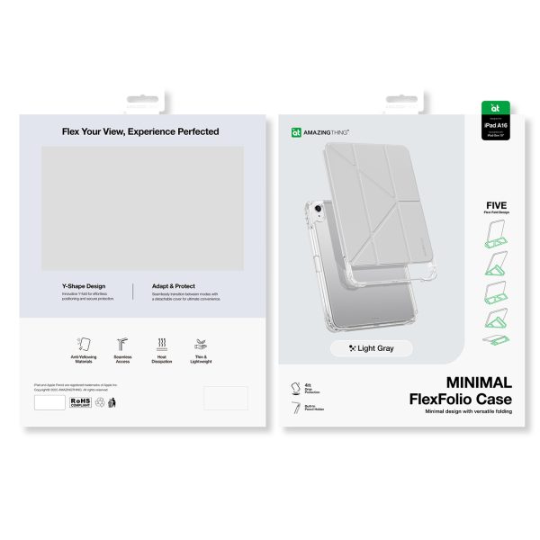 Aizsargvāciņš ar statīvu iPad 11'' 2025 - gaiši pelēks