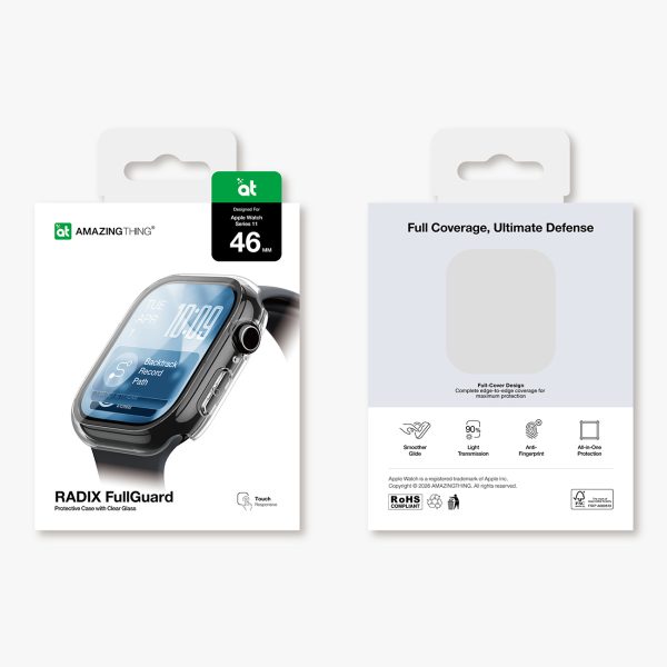 Radix Apple Watch Series 11 46mm ekrāna aizsargs ar maciņu - caurspīdīgs