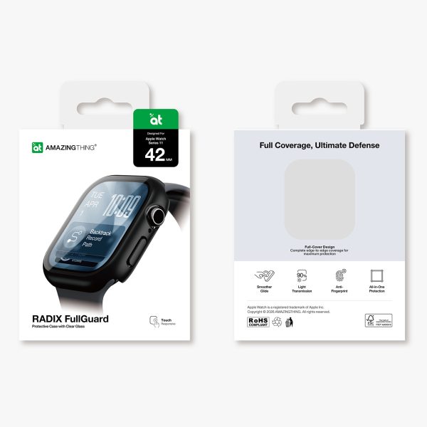 1032883-11-szklo-z-etui-na-apple-watch-11-czarne-amazingthing-hurtownia-dropshipping.jpg Radix Apple Watch Series 11 42mm ekrāna aizsargs ar maciņu - melns
