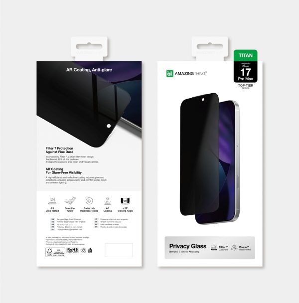 iPhone 17 Pro Max Titan Vision 7 aizsargstikls privātuma aizsardzībai