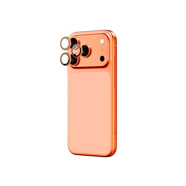 iPhone 17 Pro / Pro Max AR safīra lēcas stikls - oranžs ietvars