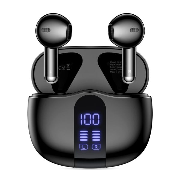 UltraBoost TWS Core G2 bezvadu austiņas ar displeju maciņā - melnas