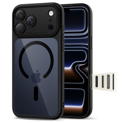 iPhone 17 Pro Magpeak Magsafe CC vāciņš - caurspīdīgs, melns
