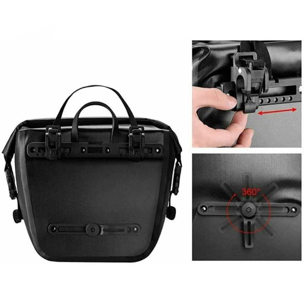 Ūdensizturīgs velosipēda grozs bagāžniekam ar plecu siksnu 10-14l - melns