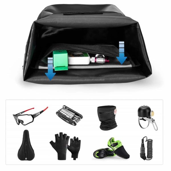 Ūdensizturīgs velosipēda grozs bagāžniekam ar plecu siksnu 10-14l - melns