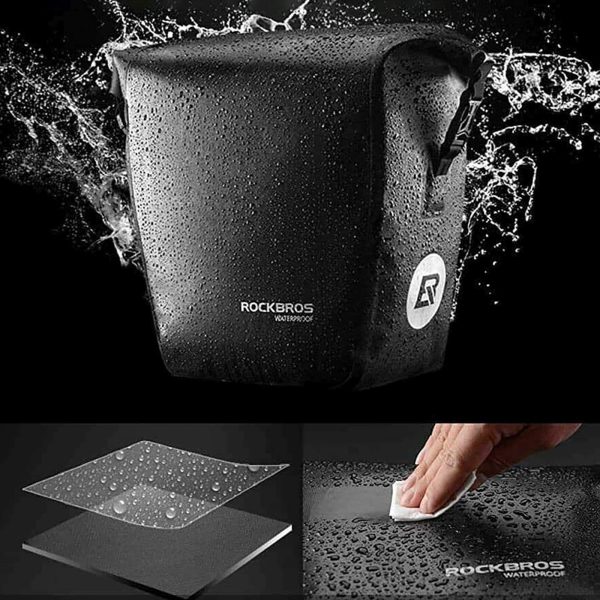 Ūdensizturīgs velosipēda grozs bagāžniekam ar plecu siksnu 10-14l - melns