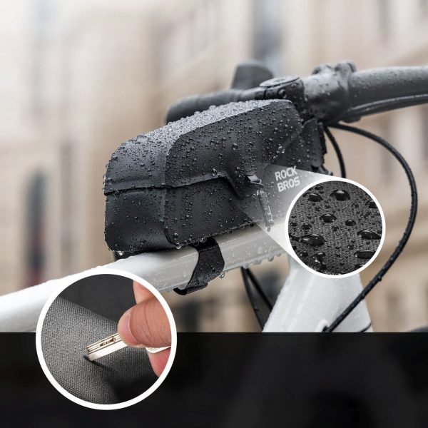 Ūdensizturīga velosipēda rāmja soma ar magnētisku aizdari 0,9 l - melna