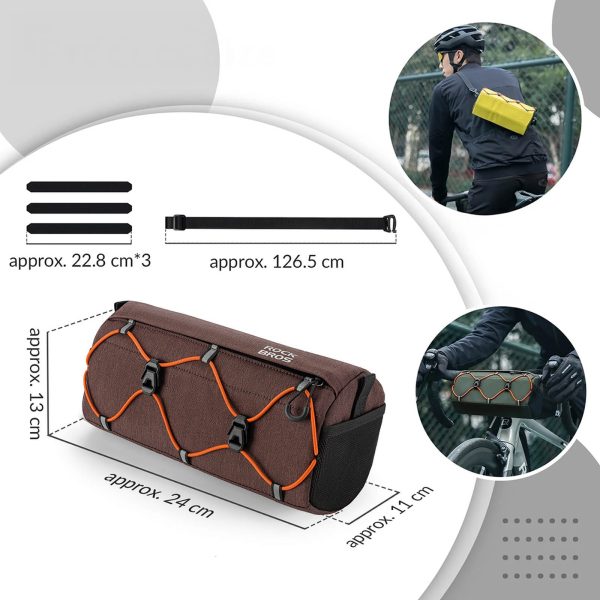 Velosipēda stūres soma ar siksnu 2,2 l - brūna