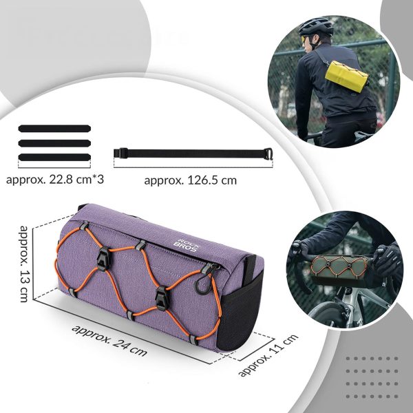 Velosipēda stūres soma ar siksnu 2,2 l - violeta