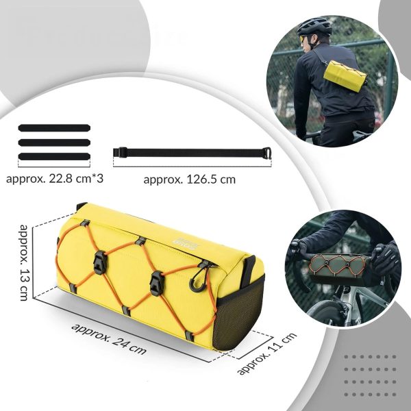 Velosipēda stūres soma ar siksnu 2,2 l - dzeltena