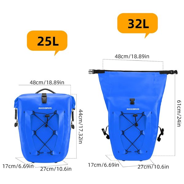 Ūdensizturīga velosipēda soma 25-32L - zila