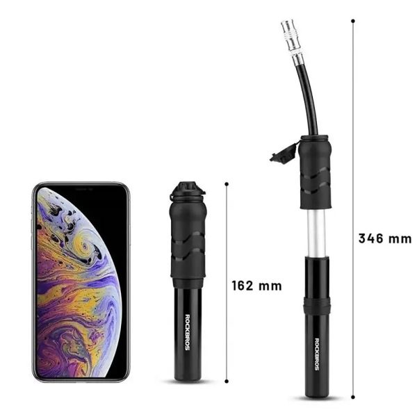 Mini rokas velosipēda pumpis ar šļūteni Presta Schrader vārstiem - melns