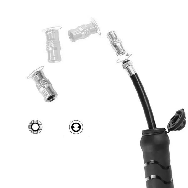 Mini rokas velosipēda pumpis ar šļūteni Presta Schrader vārstiem - melns