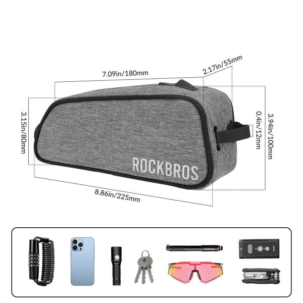 Ūdensizturīga velosipēda soma ar augšējo kameru 0,7 l - pelēka