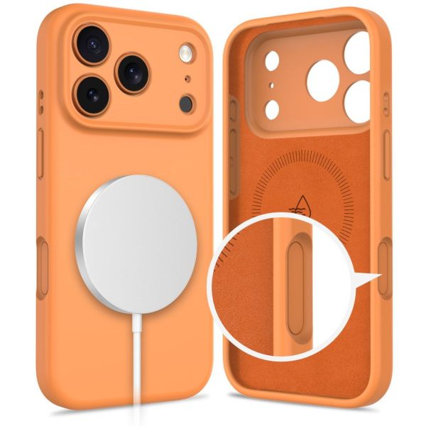 1032949-2-etui-pokrowiec-na-iphone-17-pro-max-pomarancz-tech-protect-hurtownia-dropshipping.jpg iPhone 17 Pro Max silikona MagSafe vāciņš — oranžs