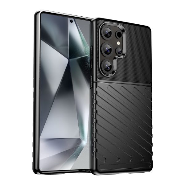 Silikona bruņu maciņš Samsung Galaxy S25 Ultra Thunder vāciņam - melns