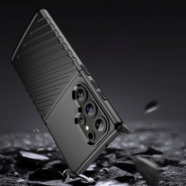 Silikona bruņu maciņš Samsung Galaxy S25 Ultra Thunder vāciņam - melns