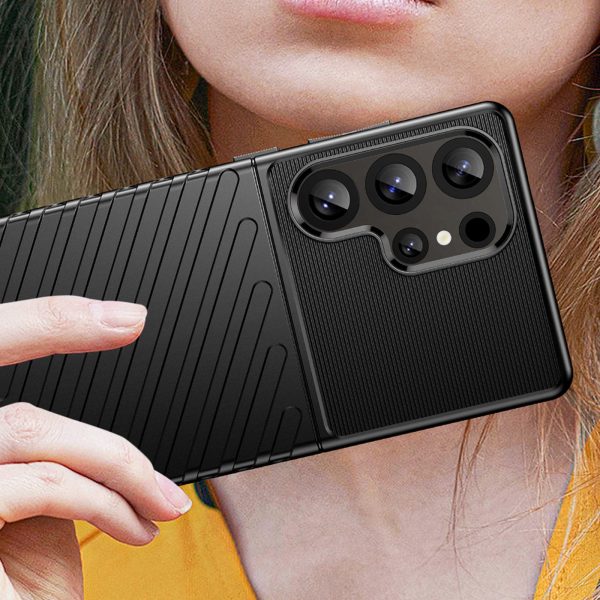 Silikona bruņu maciņš Samsung Galaxy S25 Ultra Thunder vāciņam - melns