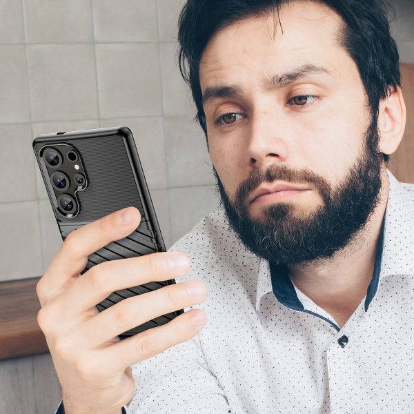 Silikona bruņu maciņš Samsung Galaxy S25 Ultra Thunder vāciņam - melns