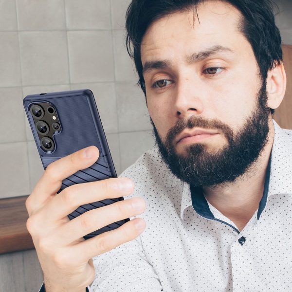 Silikona bruņu maciņš Samsung Galaxy S25 Ultra Thunder vāciņam - zils