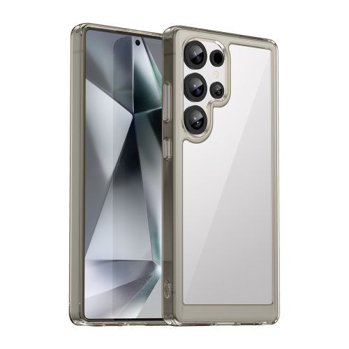 Silikona maciņš ar gēla rāmi Samsung Galaxy S25 Ultra Outer Space vāciņam - caurspīdīgs, melns