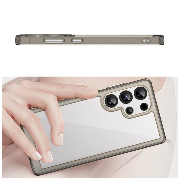 Silikona maciņš ar gēla rāmi Samsung Galaxy S25 Ultra Outer Space vāciņam - caurspīdīgs, melns