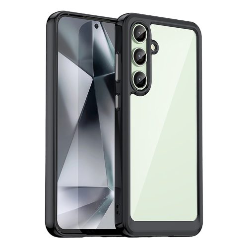 Silikona maciņš ar gēla rāmi Samsung Galaxy S24 FE Outer Space vāciņam - melns