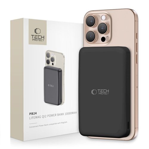 Bezvadu pārnēsājamais akumulators 10000 mAh USB-A USB-C 15W - melns