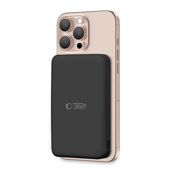 Bezvadu pārnēsājamais akumulators 10000 mAh USB-A USB-C 15W - melns