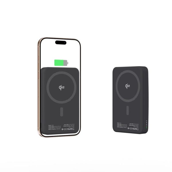 Bezvadu pārnēsājamais akumulators 10000 mAh USB-A USB-C 15W - melns