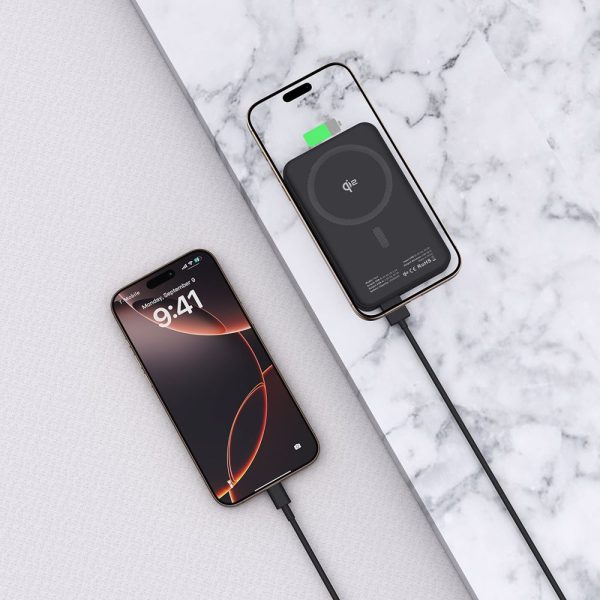 Bezvadu pārnēsājamais akumulators 10000 mAh USB-A USB-C 15W - melns