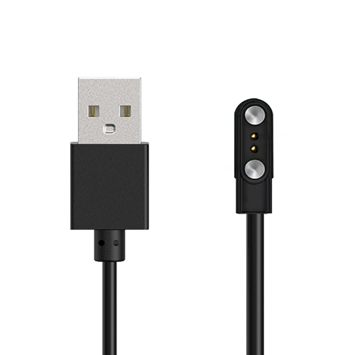 2 kontaktu 2,8 mm magnētiskais lādētājs 60 cm viedpulksteņiem - melns