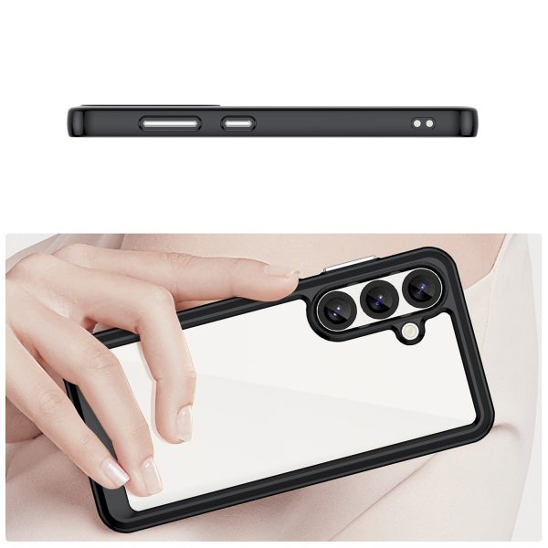 Silikona maciņš ar gēla rāmi Samsung Galaxy S25 Outer Space vāciņam - melns