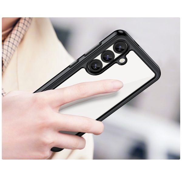 Silikona maciņš ar gēla rāmi Samsung Galaxy S25 Outer Space vāciņam - melns