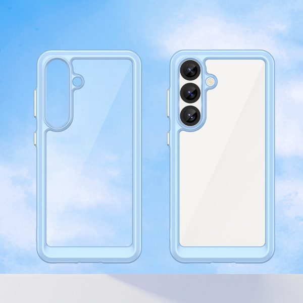 Silikona maciņš ar gēla rāmi Samsung Galaxy S25 Outer Space vāciņam - zils