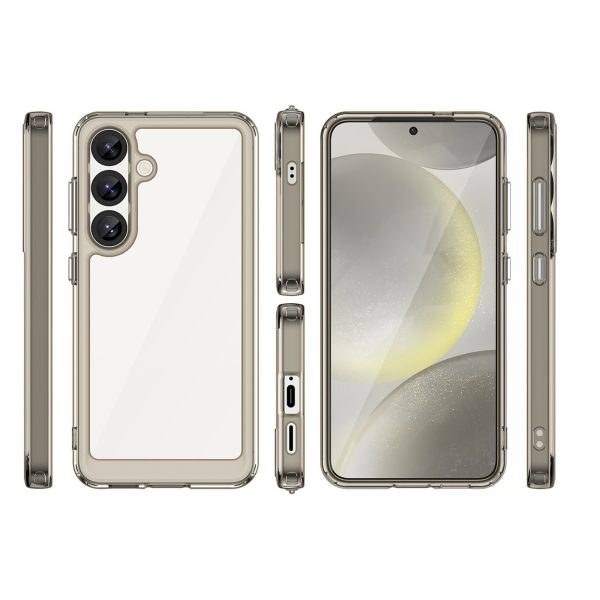 Silikona maciņš ar gēla rāmi Samsung Galaxy S25 Outer Space vāciņam - caurspīdīgs, melns