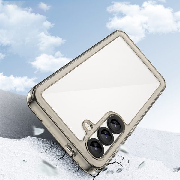 Silikona maciņš ar gēla rāmi Samsung Galaxy S25 Outer Space vāciņam - caurspīdīgs, melns