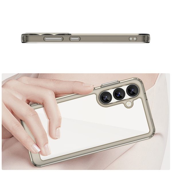 Silikona maciņš ar gēla rāmi Samsung Galaxy S25 Outer Space vāciņam - caurspīdīgs, melns