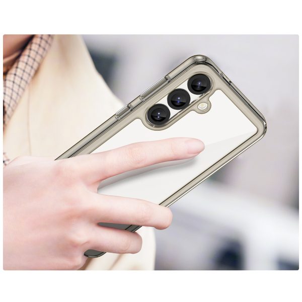 Silikona maciņš ar gēla rāmi Samsung Galaxy S25 Outer Space vāciņam - caurspīdīgs, melns