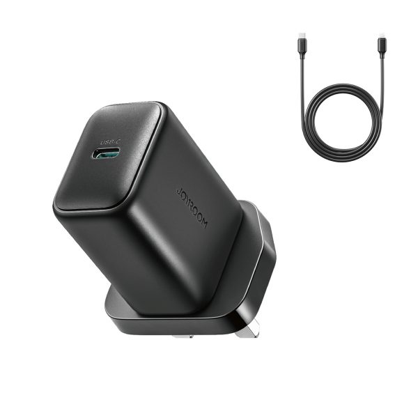 Sienas lādētājs ar vadu, Lielbritānijas spraudnis, USB-C, 25 W, 1 m - melns
