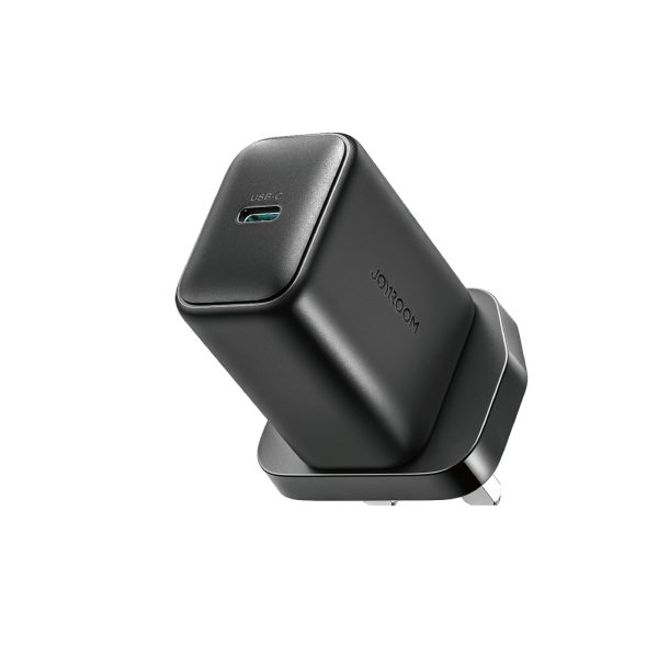 Sienas lādētājs ar vadu, Lielbritānijas spraudnis, USB-C, 25 W, 1 m - melns